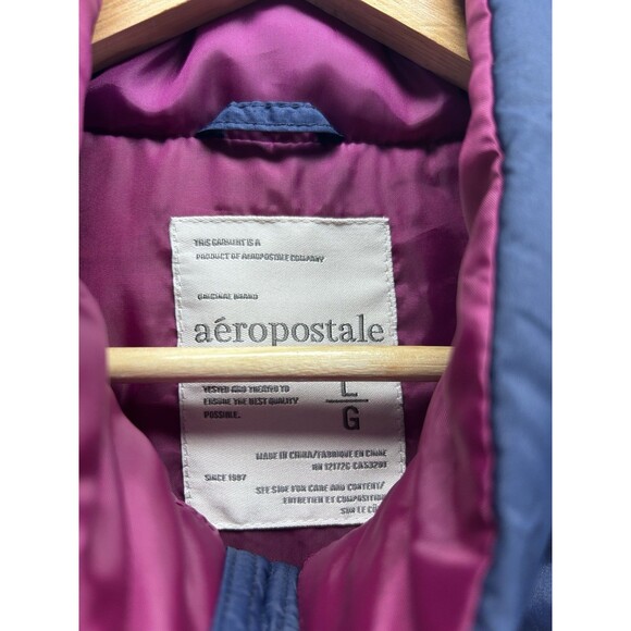 Aeropostale Women’s Large Purple Blue Puffer Vest Full Zip - Picture 3 of 7
